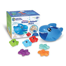Leermiddelen Steve The Scoop & Splash Shark 7 stuks, leeftijd 18 maanden+ Leerspeelgoed voor peuters Babyspeelgoed Peuterbadkuip Zwembadspeelgoed Wat