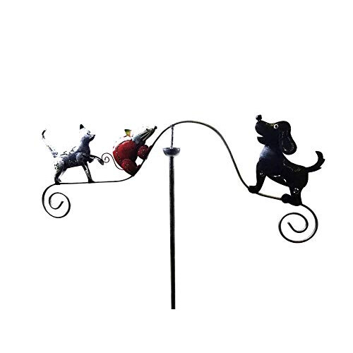 BWA Wind Spinner Windmill Garden Stake - Mouse, Cat and Dog