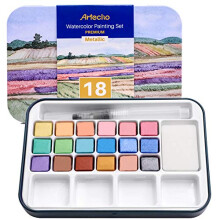 Watercolour Paint Set,18 Metallic Colors, Watertbrush Pen Included, Lightweight and Portable,Watercolour Paints for Artists and Beginners