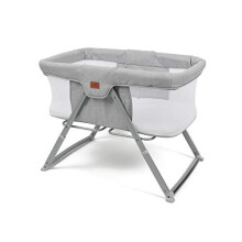 Sleep and Stay Folding Crib Folds with one Hand Includes Travel Bag, Grey, 93 L x57 W x7.5 H