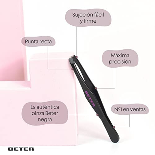 Beter Black Coated Steel Straight Tip Tweezers 2