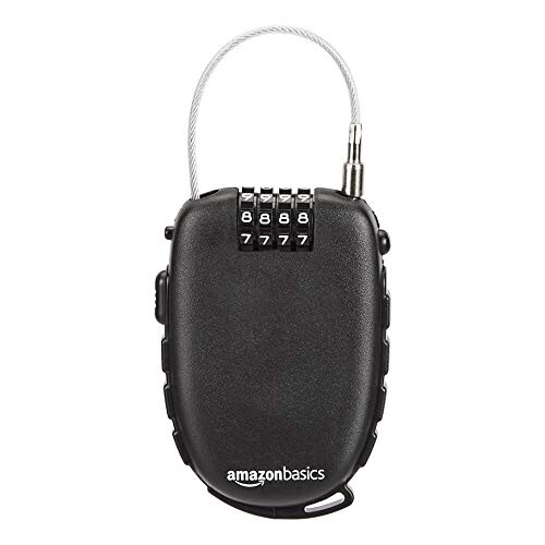 Amazon 4-Digit Retractable Cable Electronic Lock, 1-Pack -Black