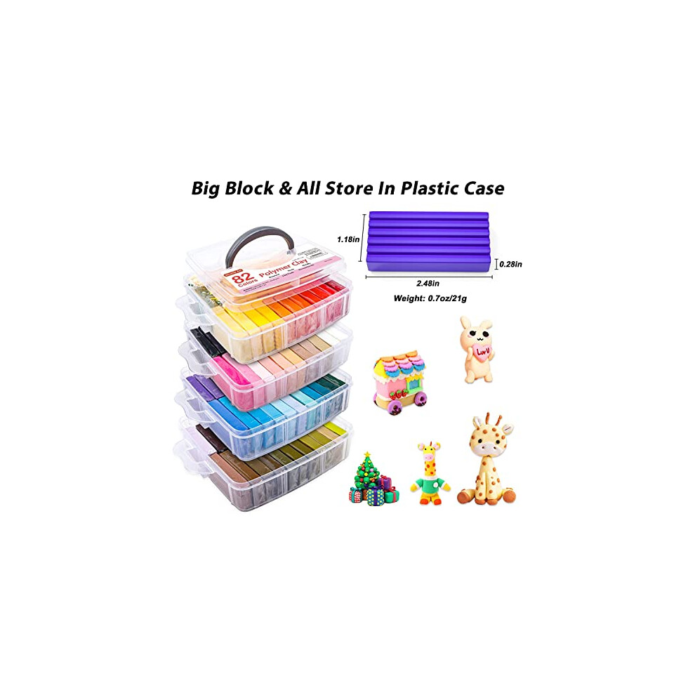Polymer Clay 82 Colors Oven Bake Modeling Clay Creative Clay Kit with 19 Clay Tools and 16 Kinds of Accessories Non Toxic Non Sticky Ideal DIY on OnBuy
