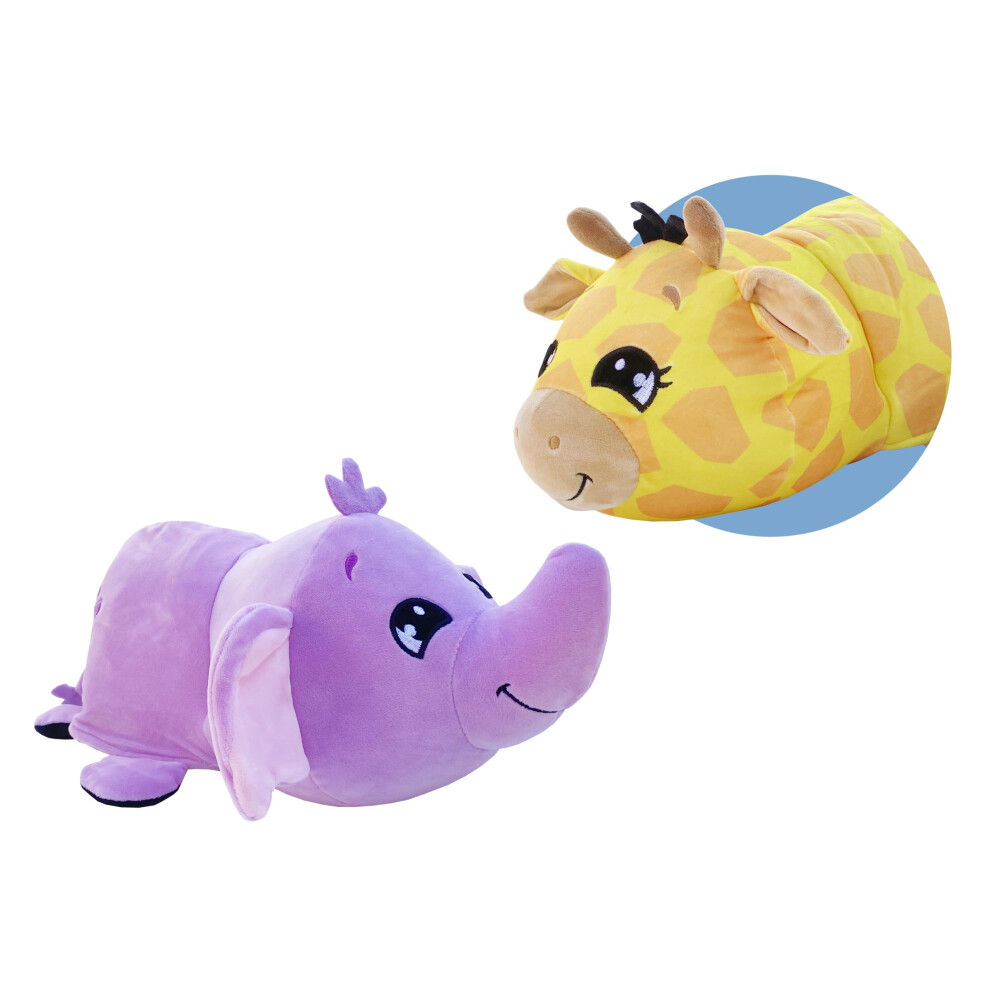 Photos - Other Toys Flip-a-Zoo Mushmillows: Giraffe & Elephant | The Toy that Flips For You! | 2-in-1 Super Squeezable, Squashy Pals | 15-inch R