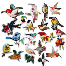 20pcs Random Embroidered Birds Assorted Iron-on or Sew-on Embroidered Patch Motif Applique Woodpecker Hummingbirds Swallows Parrot