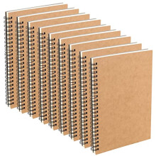 10 PCS A5 Spiral Sketchbook, 160gsm Blank Kraft Spiral Bound Hardback Notebook, Kraft Cover Sketch Book for Portrait, Sketching, Drawing, Scrapbooking