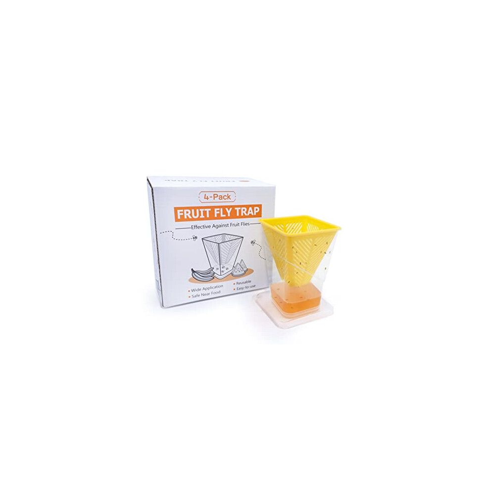 Julwhisper Fruit Fly Trap - 4 Pack - Non-Toxic No Baited Reusable Fruit Flies Catcher Environmentally Responsible Fruit Fly Killer Pet And People Safe