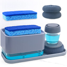 Dish Soap Dispenser with Sponge Holder for Kitchen Sink - Newest 4 in 1 Countertop Washing Up Liquid Dispenser-Dishwashing Soap Pump Dispenser for