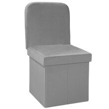 Grey Folding Ottoman Storage Box with Seat Back Bedroom Chair Sturdy with Removable Lid 38x38x72cm