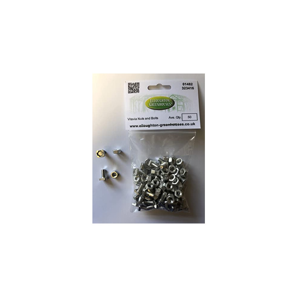 50 Vitavia Square Bolts & Nuts For Vitavia, Eden, Halls, Juliana, Rhino And Palram Greenhouses 5060323591239