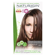 Tinte Permanente Naturigin, 5.0 Marrón Claro Chocolate, Sin Amoníaco ni Parabenos, Cobertura hasta 100% Canas, Vegano
