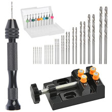 37PCS Mini Hand Drill Set for Crafts, Pin Vise Precision Twist Drill Bits with Mini Drill Press Vise, Manual Drill Set for Craft Carving Models Hobby