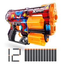 Skins Dread Blaster - Poppy Playtime (Toony) by ZURU with 12 Darts, Rotating Double Barrel, Air Pocket Dart Technology, Toy Foam Blaster for Kids,