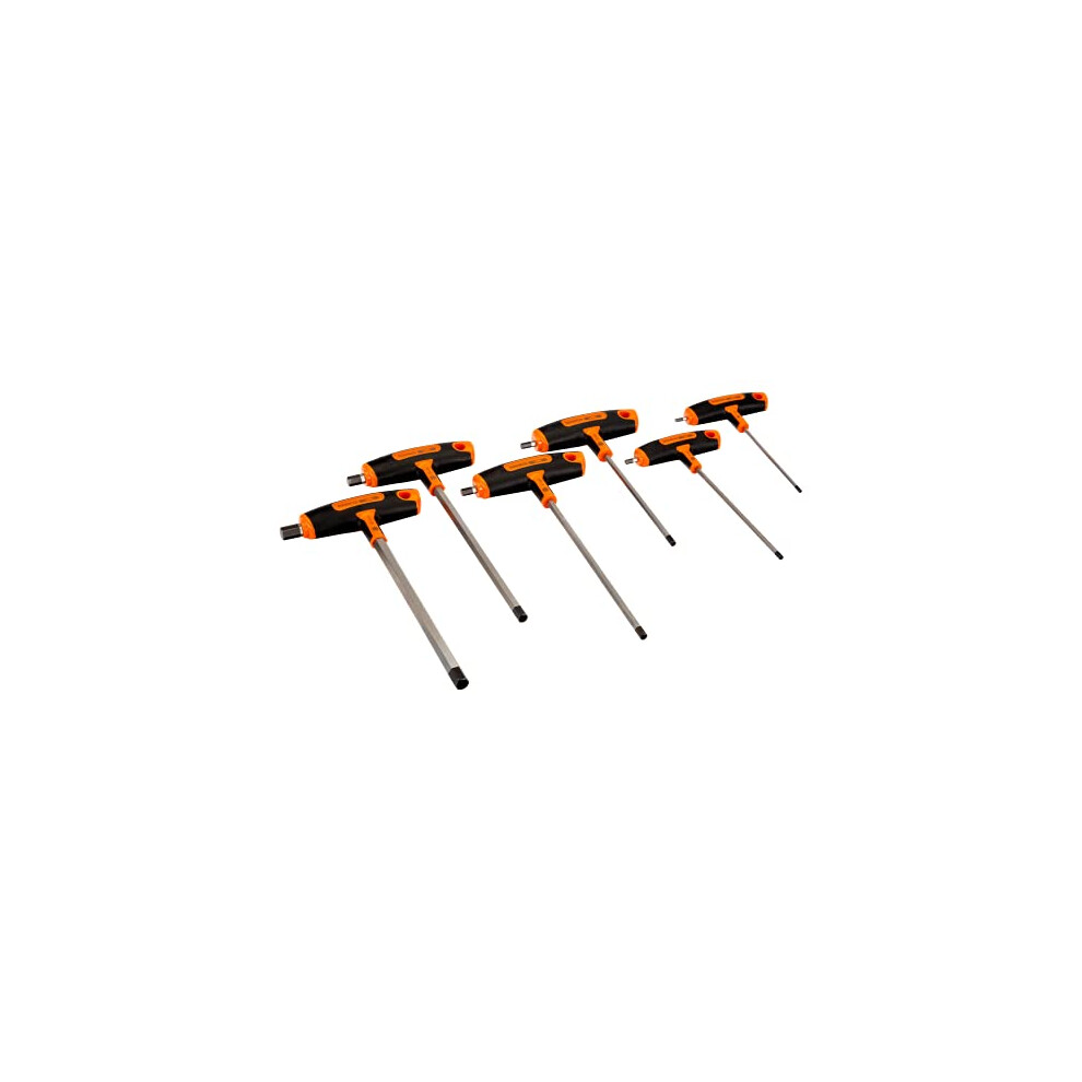 903T-1 T-Handle Screwdriver Set for Hexagonal Head Screws, Silver/Black/Orange, Set of 6 Piece