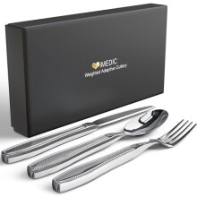 Weighted Utensils for Hand Tremors - 3-Piece Adaptive Utensils with Gift Box - Weighted Silverware for Hand Tremors - Weighted Silverware for