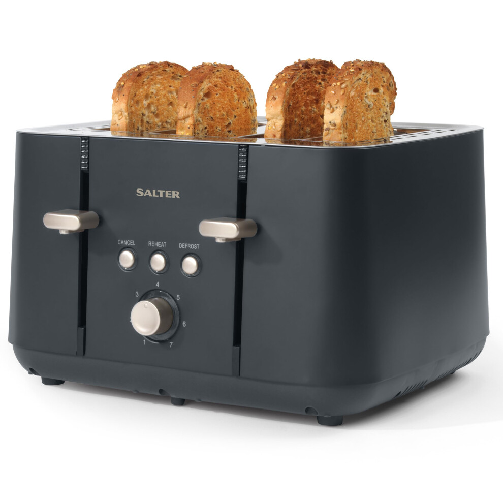 EK5565BGRY 4-Slice Toaster- Marino Modern Finish, Removable Crumb Tray Included, 7 Levels of Variable Browning, Self-Centring Bread Guides,