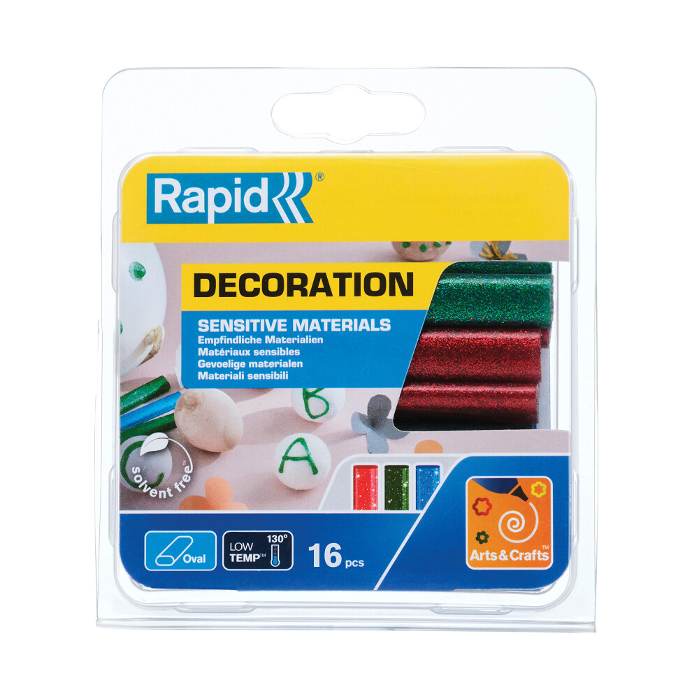 Rapid Oval Hot Glue Sticks For Arts And Crafts, Glitter Colour: Red, Blue And Green, Length: 94 Mm, 125 G, 40108462