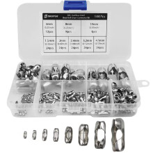 144Pcs 304 Stainless Steel Bead Ball Chain Connector Kit,Roman Vertical Blind Ball Chain Cord Connector Clips,Beaded Ball Chain,8 Models,Fits for
