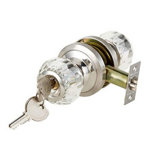Door Locks with Glass Crystal Knob, Key Locking Door Lock Set, Interior Exterior Door Knobs, Bedroom, Kitchen, Bathroom, Laundry Room Doors -White