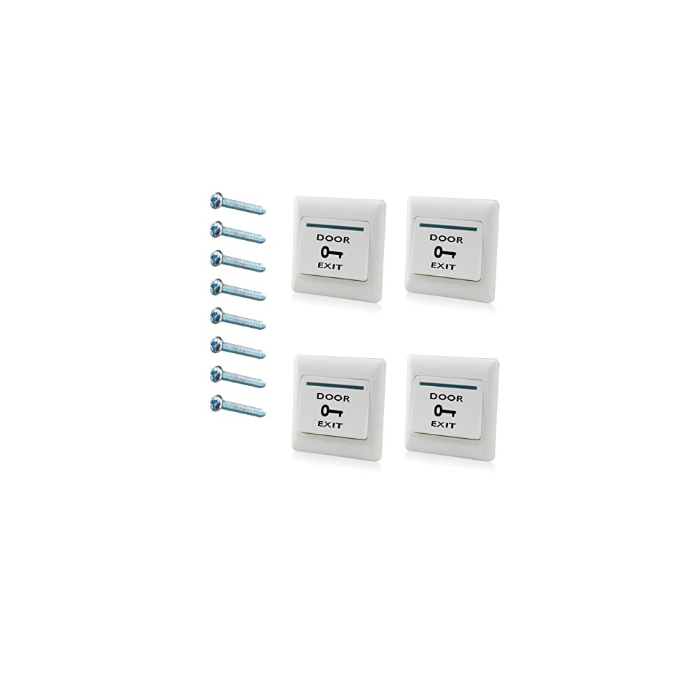 4Pcs Push To Exit Button Release No/Nc/Com Switch Panel Door Access Control System 86Mmx86mm 36V 3A White 610012477662