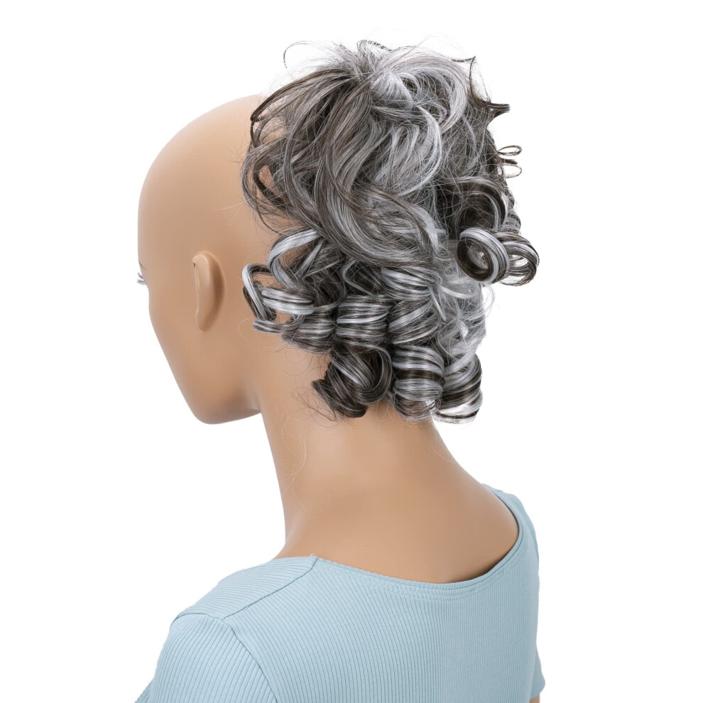 Caisha Unisex Brown By Prettyshop Hairpiece Scrunchy Updo Bridal Hairstyles Voluminous Curly Messy Bun Gray Mix G14l
