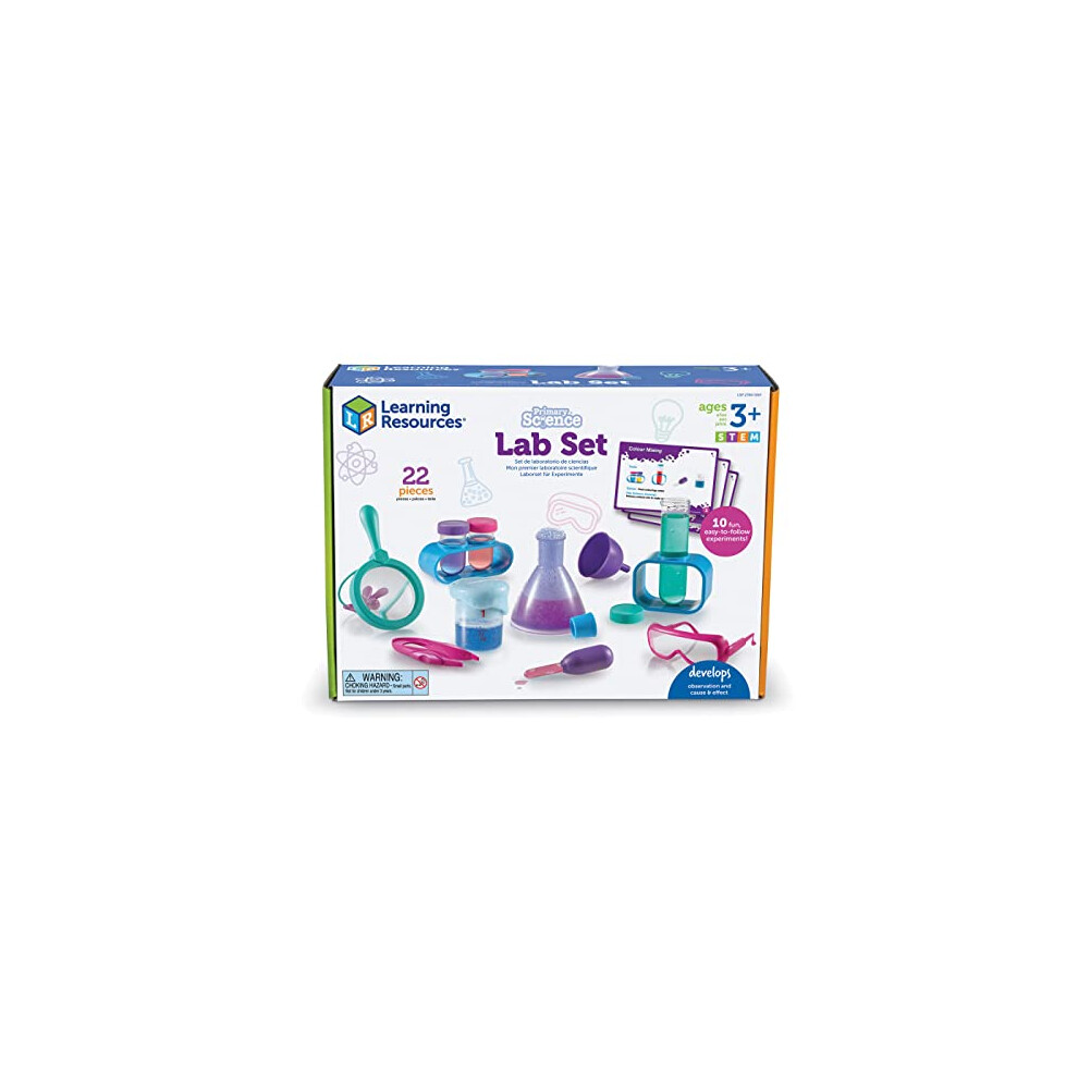 Learning Resources Primary Science Lab Set For Kids (Pink), Kids Science Experiment Kit With 10 Experiments, Preschool Stem Toys, Beakers, Magnifying Glass For Kids, Pink