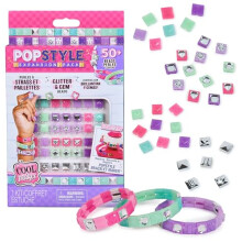 PopStyle Bracelet Maker Expansion Pack, 50+ Gem Beads, 3 Friendship Bracelets, Bracelet-Making Kit, DIY Arts & Crafts Kids' Toys for Girls