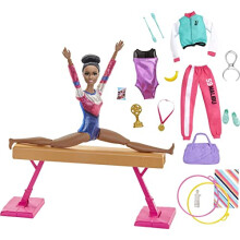 Gymnastics Playset: Brunette Doll with Twirling Feature, Balance Beam, 15+ Accessories, Great Gift for Ages 3 to 7 Years Old