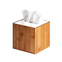 JackCubeDesign Bamboo Square Tissue Box White Acrylic Cover Holder Case Storage Case Stand Box Napkin Holder Organiser(14.8 x 14.8 x 14.4 cm)-:MK340A