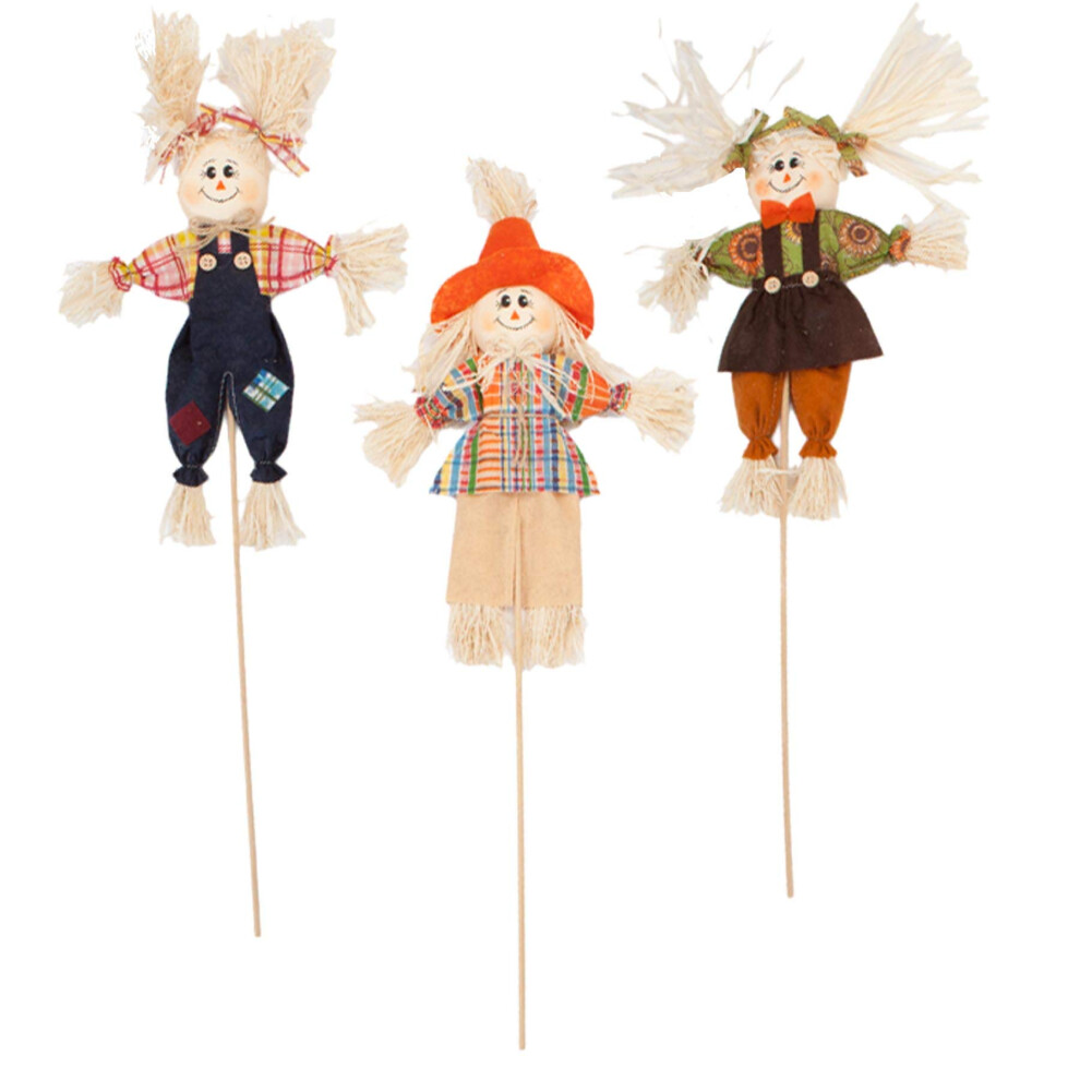 Set of 3 Mrs Scarecrow Picks Garden Patios Outdoor 1524