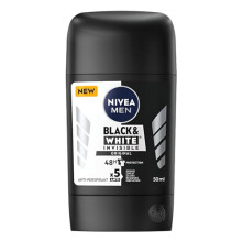 Men stick deodorant antiperspirant Invisible Black & White Original, Pack of 2, 2 x 50 ml, 48H Protection