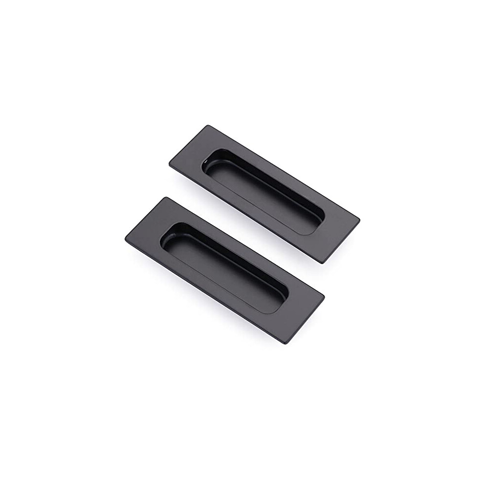 2 Pack Sliding Door Handle 4.75" Recessed Flush Finger Pull Matte Black Stainless Steel Cabinet Drawer Knob For Kitchen Cupboard Wardrobe Dresser Barn 194852581173