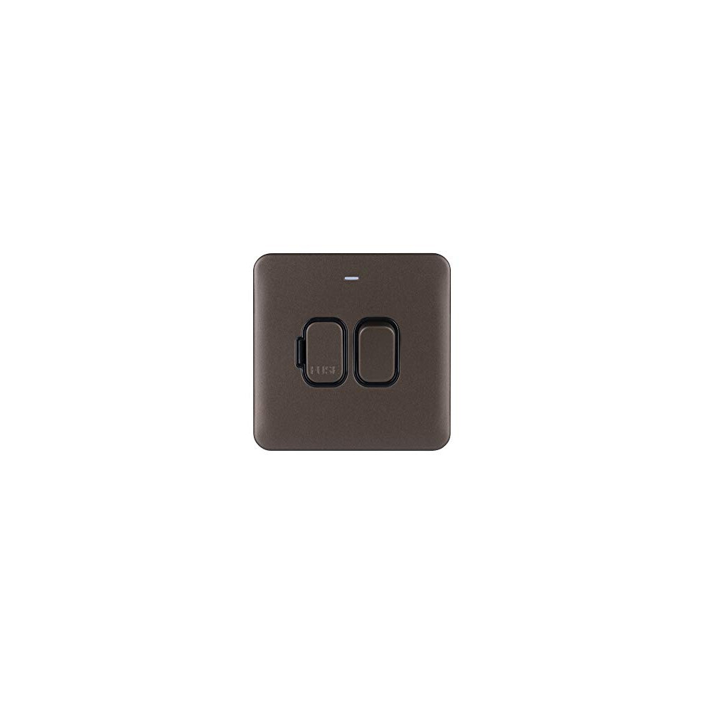 Lisse Screwless Deco - Switched Single Fused Connection Unit, 13A, Double Pole, with Neon Indicator, GGBL5011BMB, Mocha Bronze with Black Insert