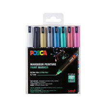 Marker - POSCA - PC1MR - Punta Extra-Fine - Colori Metallizzati - Set di 8