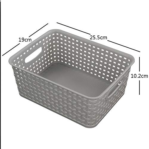 6-Pack Silver Grey Plastic Woven Baskets, Gray Weave Storage Basket 1
