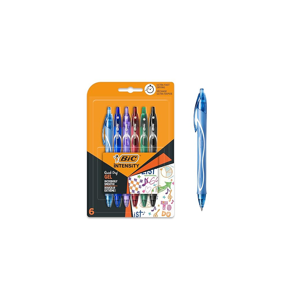 Bic Gel-Ocity Quick Dry Gel Ink Pens - Assorted Colours, Pack Of 6