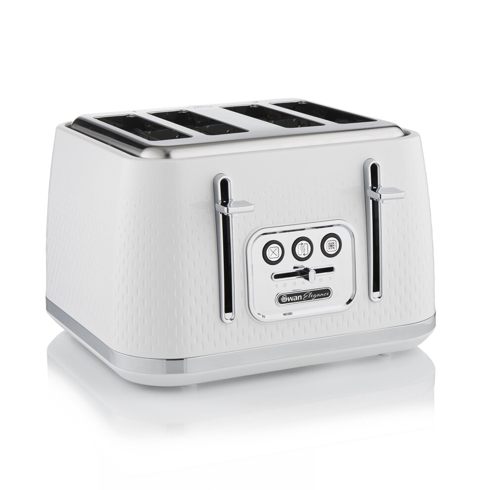swan-st19025wht-elegance-4-slice-toaster-with-7-browning-levels--defrost-and-reheat-functions--anti-jam-and-cord-storage--2100w--white