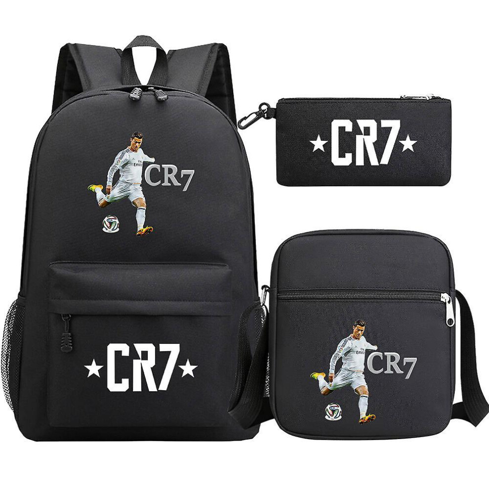 (1) Football Ronaldo CR7 Backpack Set - School Bags for Girls/Boys, Laptop Travel Knapsack, Women's Rucksacks, Shoulder Bags