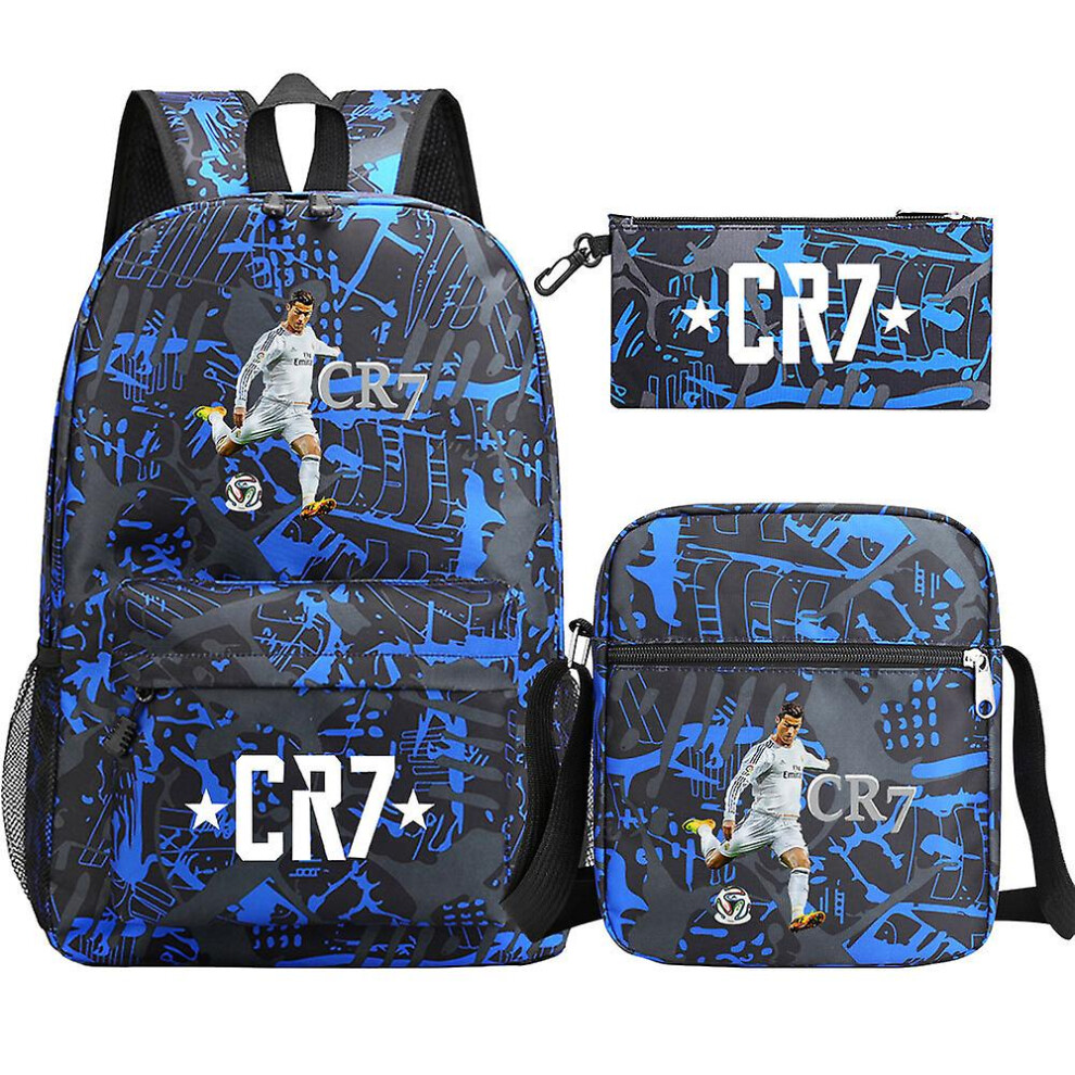 (8) Football Ronaldo CR7 Backpack Set - School Bags for Girls/Boys, Laptop Travel Knapsack, Women's Rucksacks, Shoulder Bags