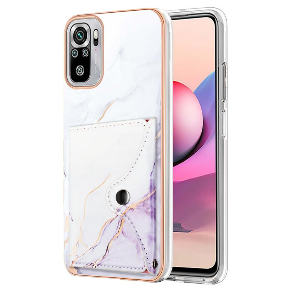 (Purple) Case For Xiaomi Redmi Note 10S / Note 10 4G Card Slots Marble Slim Wallet Soft Tpu Bumper Purple 764762741501