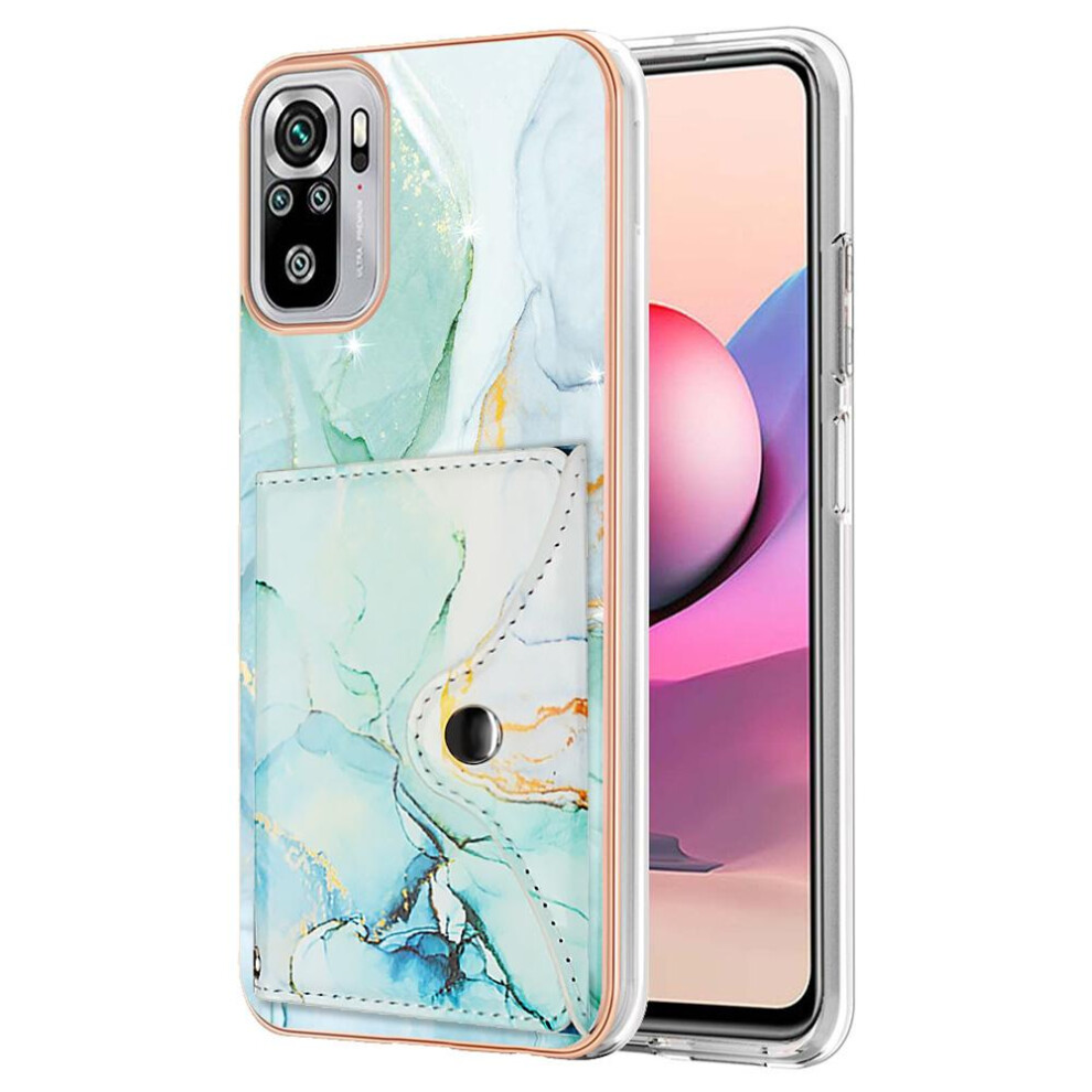 (Green) Case For Xiaomi Redmi Note 10S / Note 10 4G Card Slots Marble Slim Wallet Soft Tpu Bumper Green 764762741518