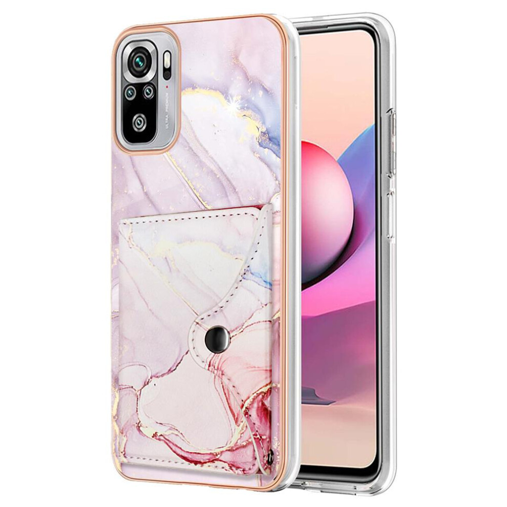 (Pink) Case For Xiaomi Redmi Note 10S / Note 10 4G Card Slots Marble Slim Wallet Soft Tpu Bumper Pink 764762741495