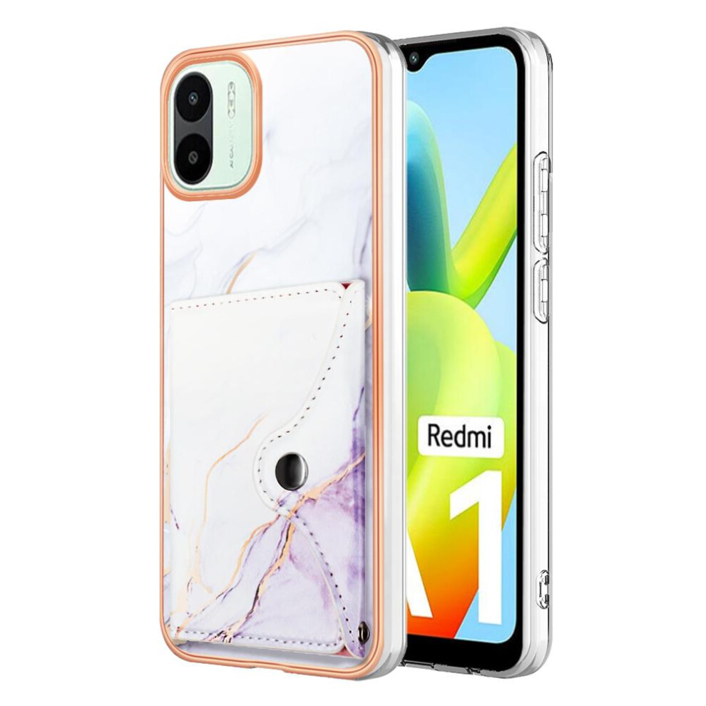 (Purple) Case For Xiaomi Redmi A1 Slim Wallet Marble Card Slots Soft Tpu Bumper Purple 764762741686