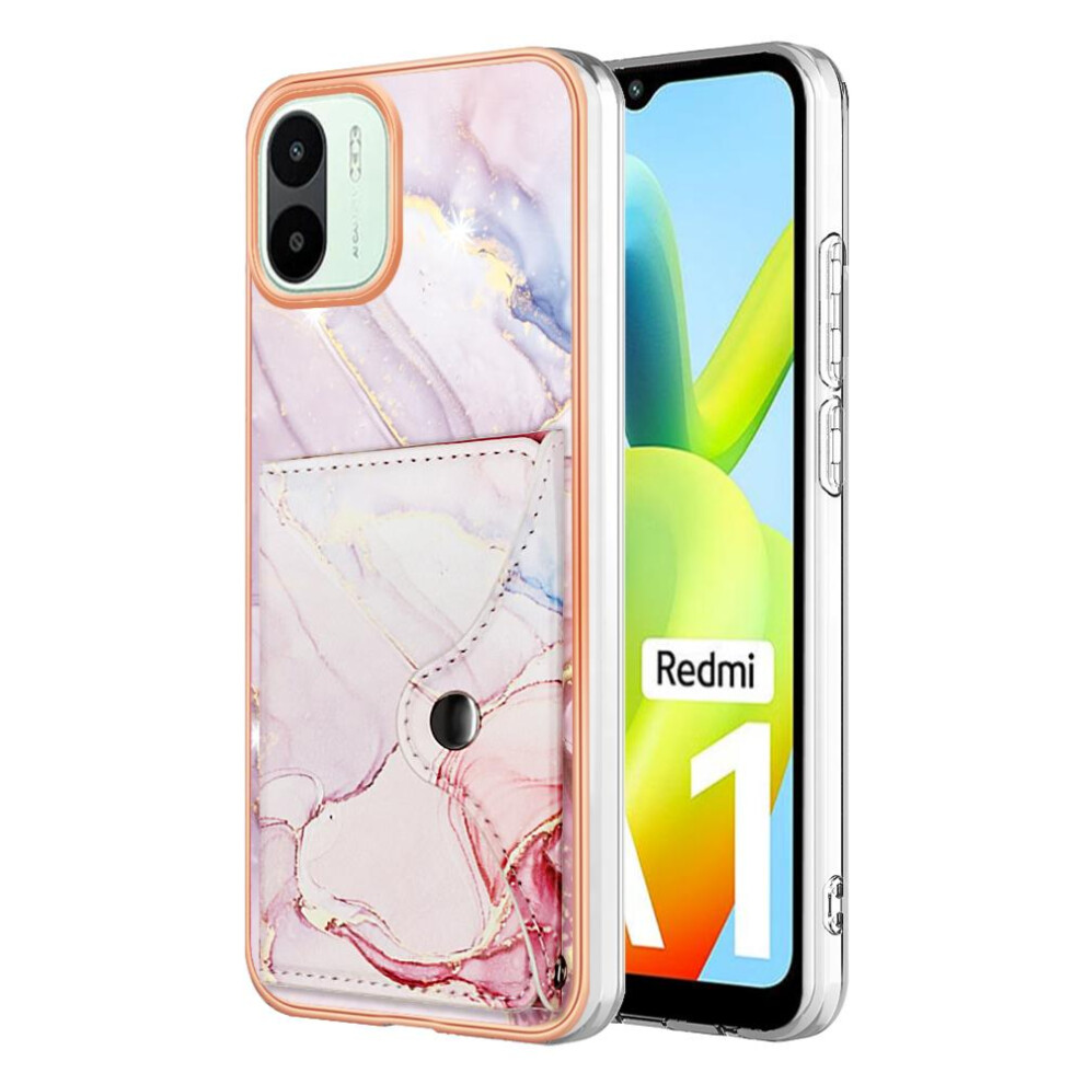 (Pink) Case For Xiaomi Redmi A1 Slim Wallet Marble Card Slots Soft Tpu Bumper Pink 764762741679
