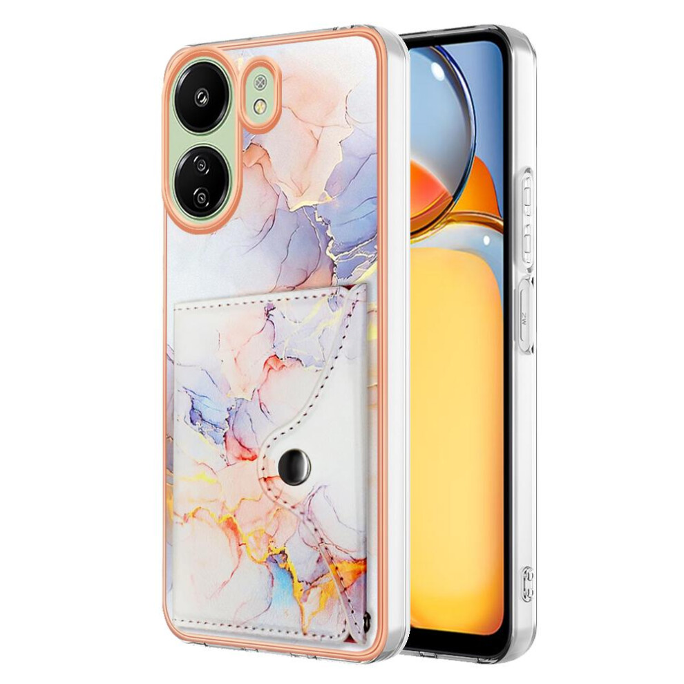 (White) Case For Xiaomi Redmi 13C 4G Soft Tpu Bumper Card Slots Marble Slim Wallet White 764762741747