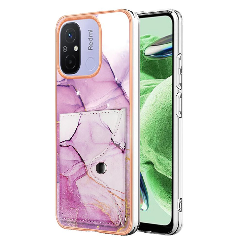 (Rose ) Case For Xiaomi Mi 12C Marble Card Slots Slim Wallet Soft Tpu Bumper Red 764762741808