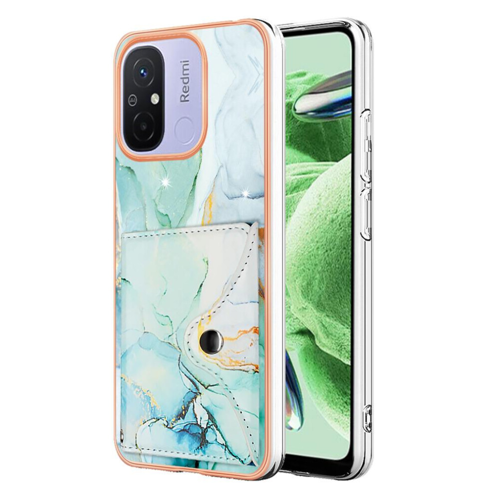 (Green) Case For Xiaomi Redmi 11A 4G Soft Tpu Bumper Marble Card Slots Slim Wallet Green 764762741884