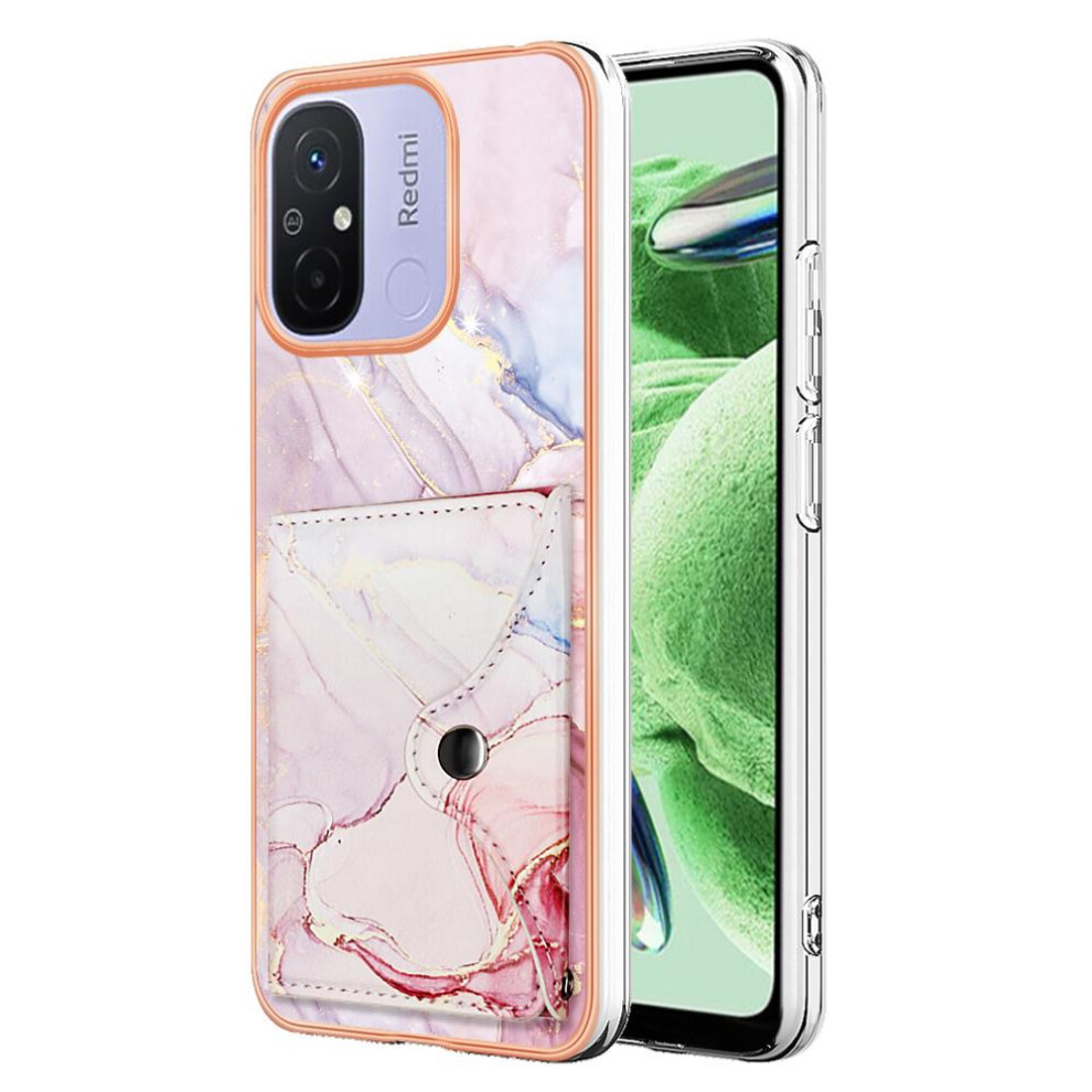 (Pink) Case For Xiaomi Redmi 11A 4G Soft Tpu Bumper Marble Card Slots Slim Wallet Pink 764762741860