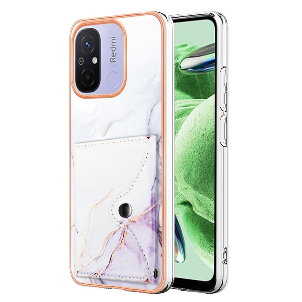 (Purple) Case For Xiaomi Redmi 11A 4G Soft Tpu Bumper Marble Card Slots Slim Wallet Purple 764762741877