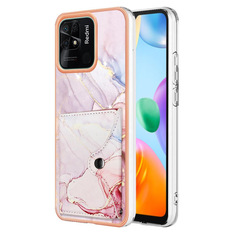 (Pink) Case For Xiaomi Redmi 10C Marble Card Slots Slim Wallet Soft Tpu Bumper Pink 764762741914